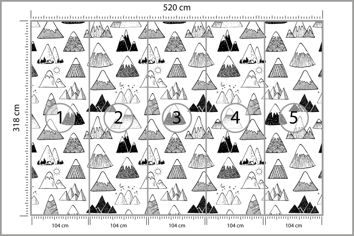 Fototapeta Góry Czarno-Biały Wzór Graficzny 520 × 318 cm – podgląd kadru