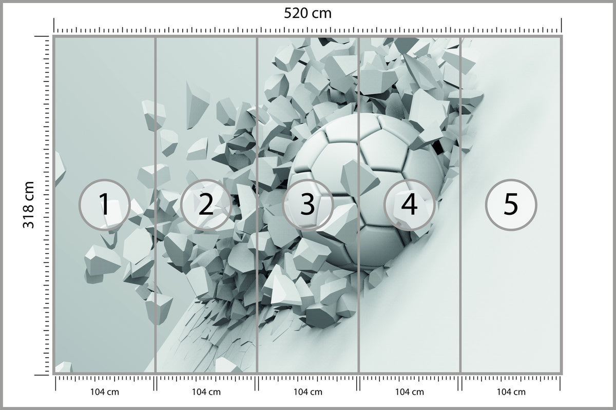 Fototapeta 3D Sportowa Piłka 520 × 318 cm – podgląd kadru
