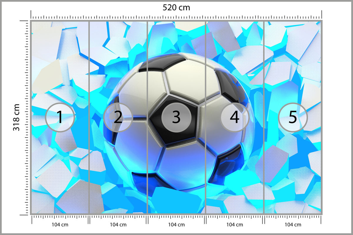 Fototapeta Dla Chłopca, Piłka Nożna 3D 520 × 318 cm – podgląd kadru