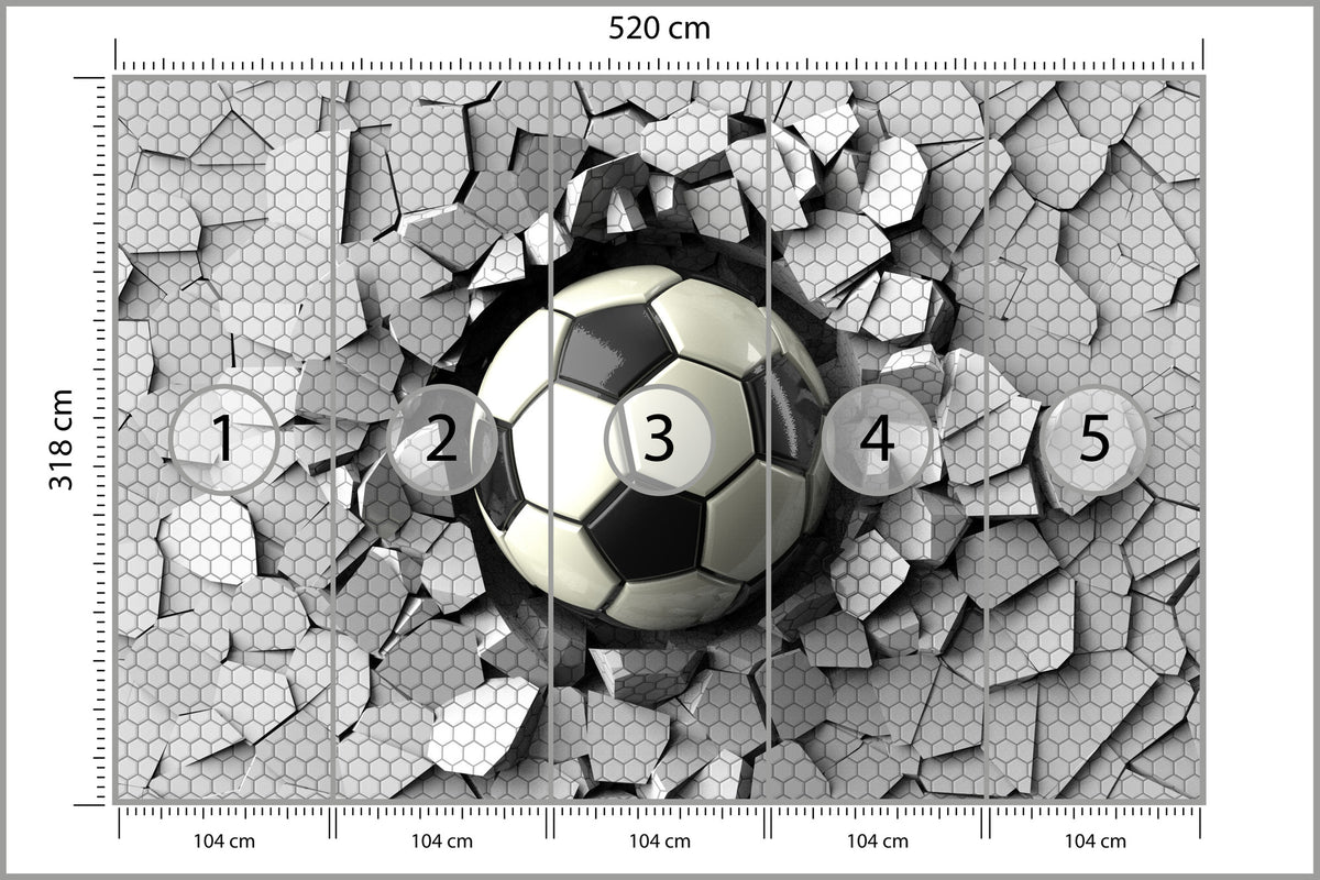 Fototapeta 3D Dla Chłopca, Piłka 520 × 318 cm – podgląd kadru