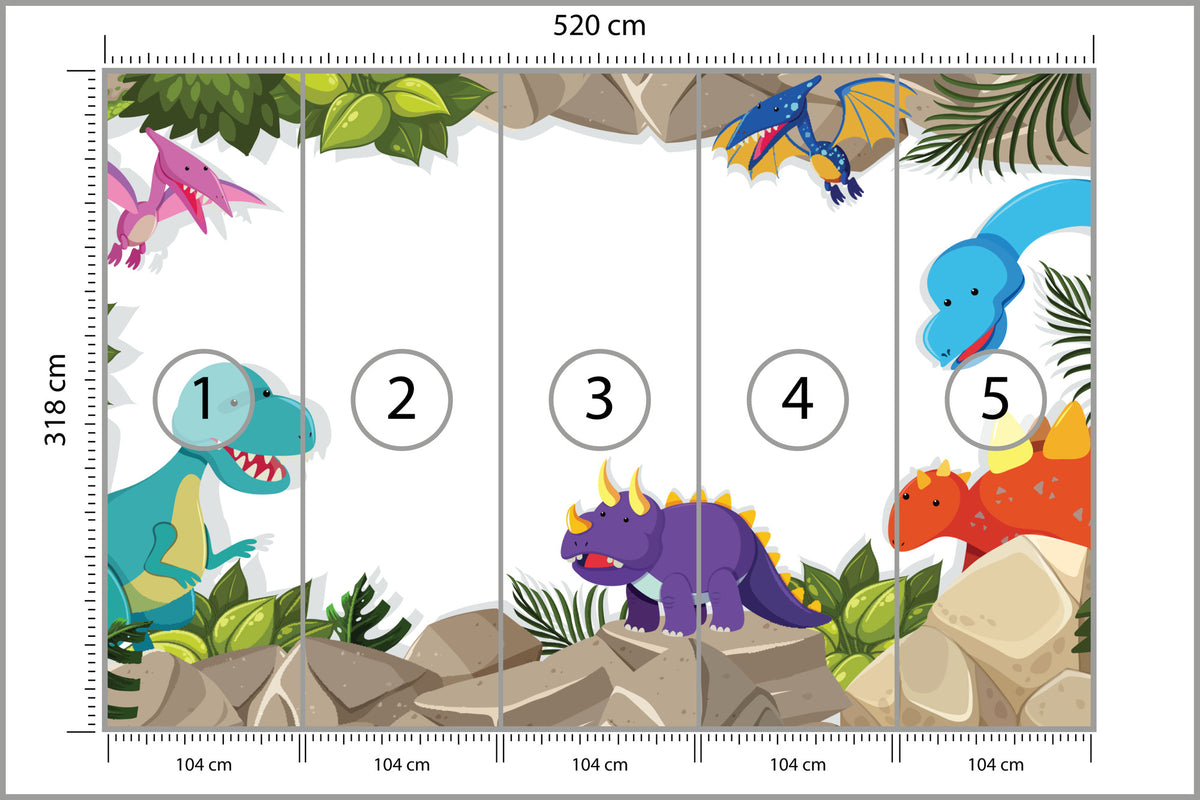 Fototapeta Dinozaury Na Skałach 520 × 318 cm – podgląd kadru
