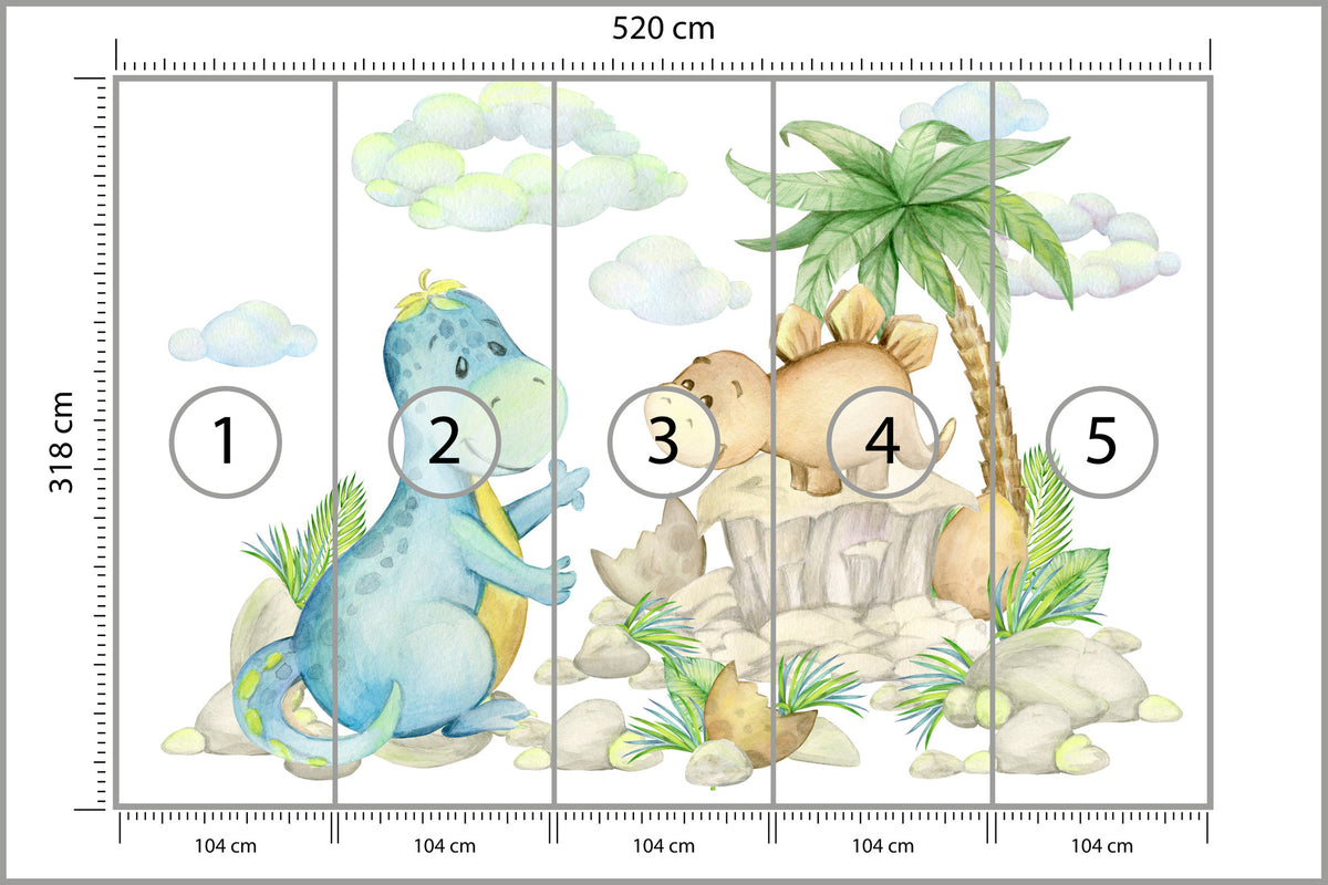 Fototapeta Małe Dinozaury Na Kamieniach 520 × 318 cm – podgląd kadru