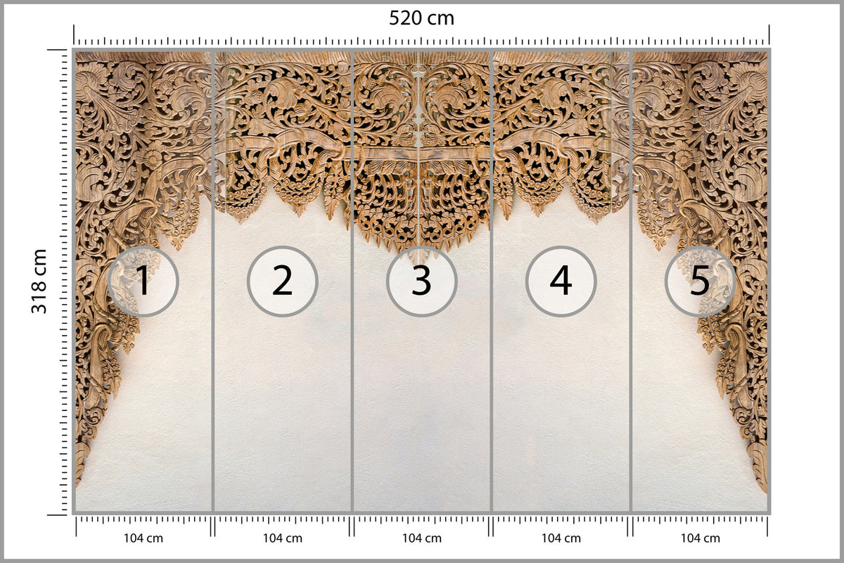 Fototapeta Drewniane Dalekowschodnie Ornamenty 520 × 318 cm – podgląd