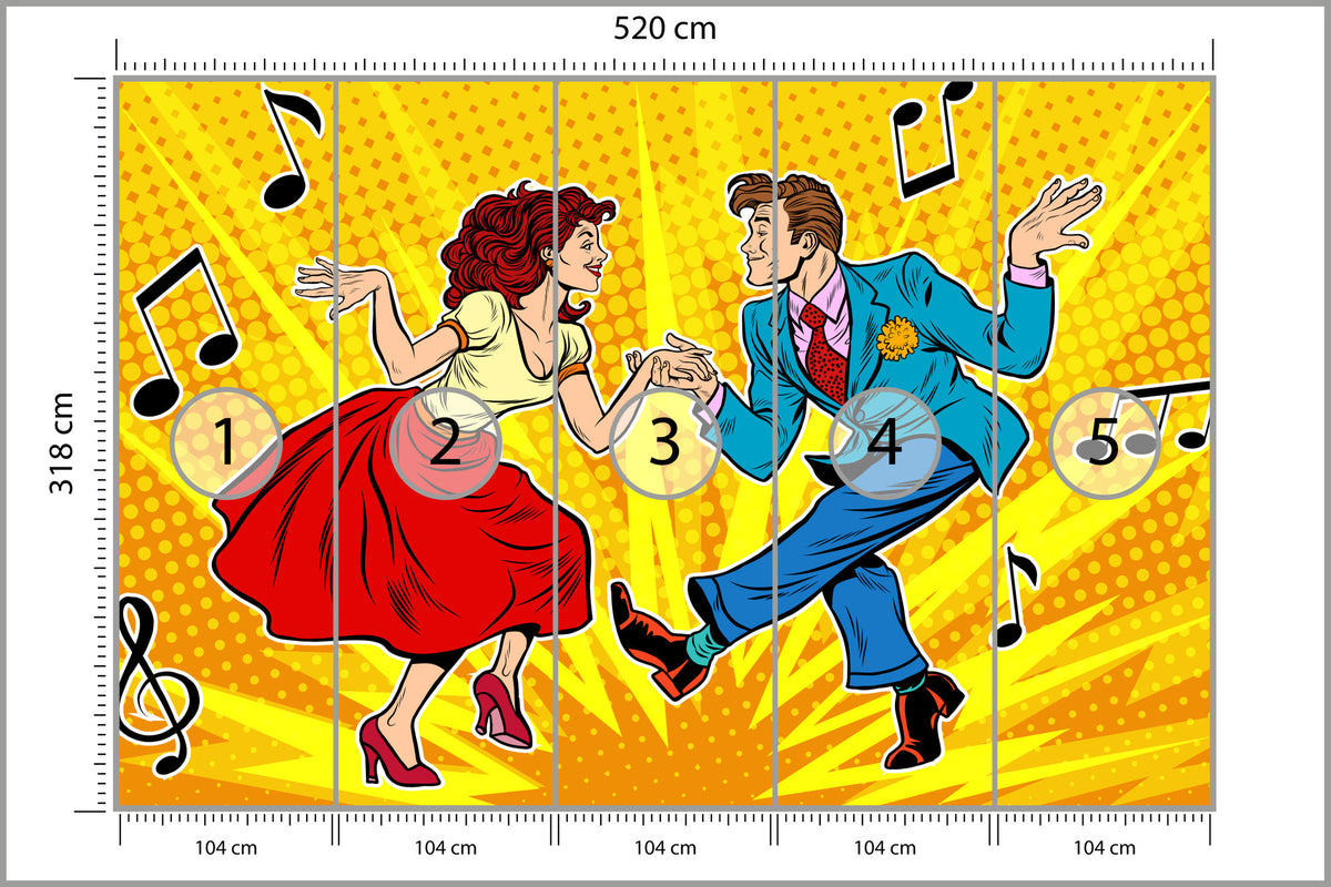Fototapeta Taneczna Para W Stylu Pop-Art 520 × 318 cm – podgląd kadru