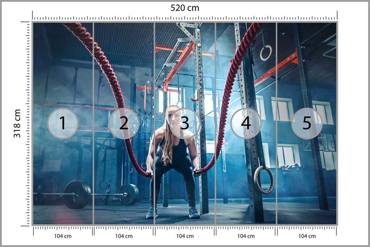 Fototapeta Mężczyzna Podczas Treningu Z Linami 520 × 318 cm – podgląd kadru