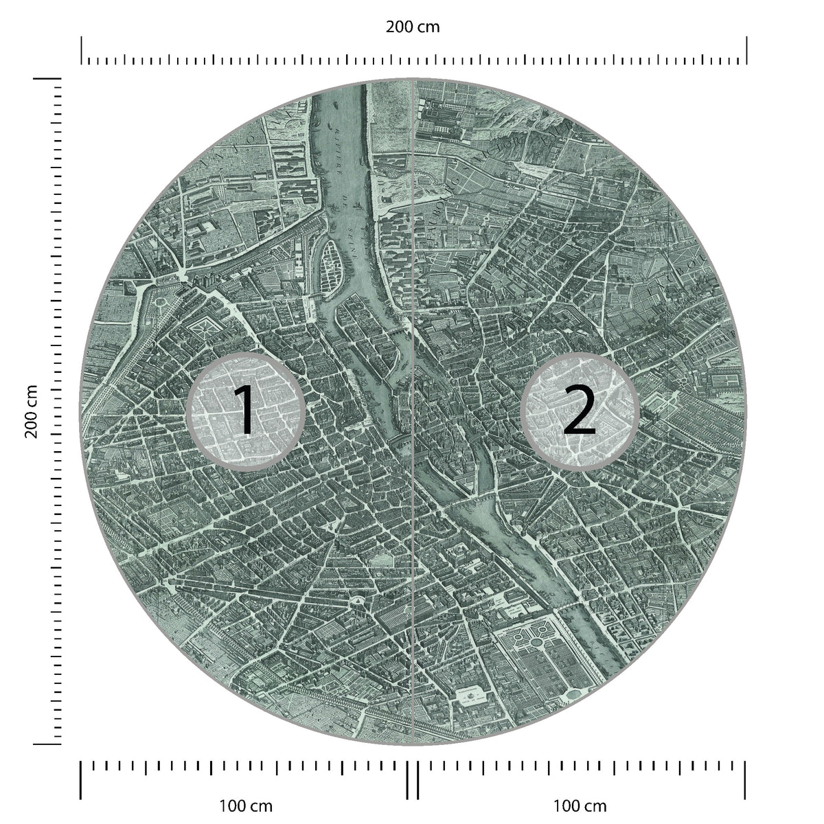 Fototapeta Okrągła Mapa Paryża średnica 200 cm – podgląd