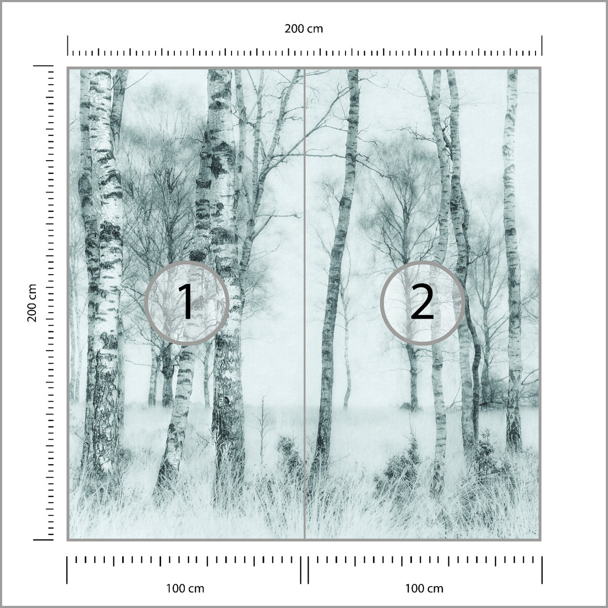 Fototapeta Kwadratowa Czarno-Biały Nel Talen 200 × 200 cm – podgląd