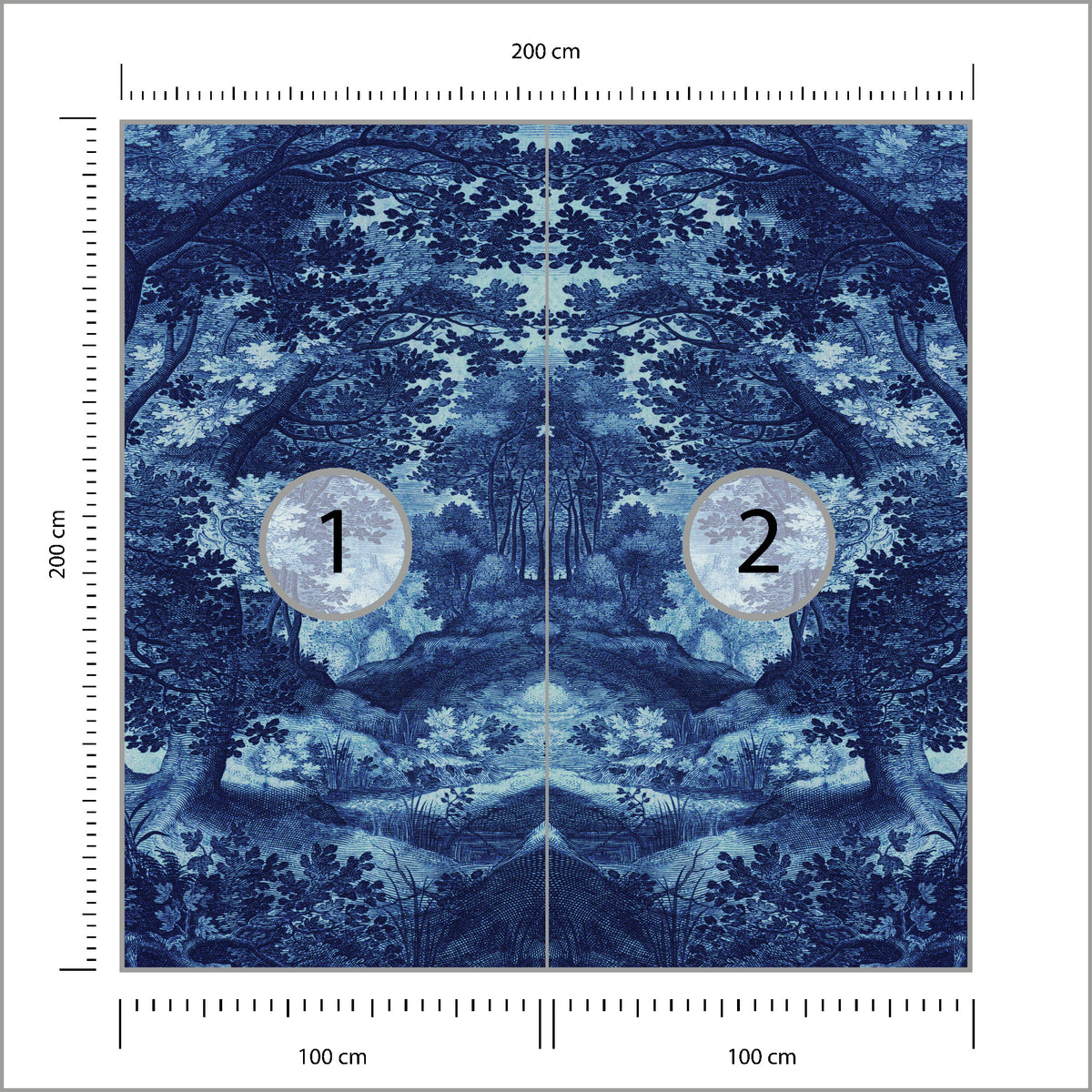 Fototapeta Kwadratowa Do Lasu W Kolorze Niebieskim 200 × 200 cm – podgląd