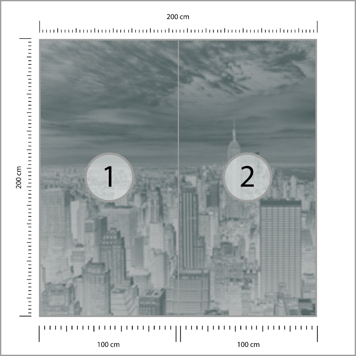 Fototapeta Kwadratowa Nowy Jork Półtonów W Negatywie 200 × 200 cm – podgląd