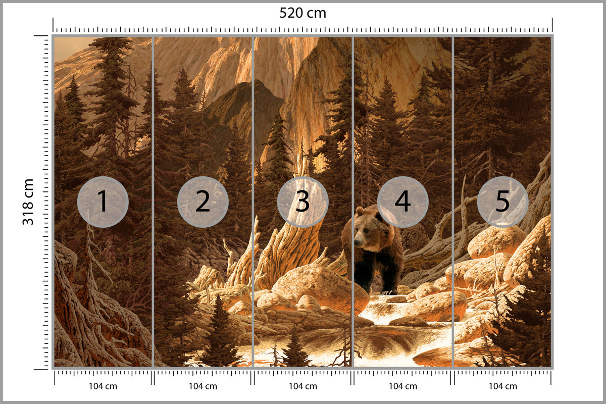 Fototapeta Niedźwiedź W Górach Ilustracja 520 × 318 cm – podgląd kadru