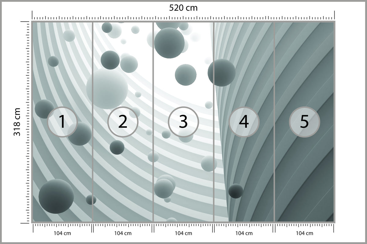 Fototapeta Optyczne Kule 3D Miętowe 520 × 318 cm – podgląd kadru