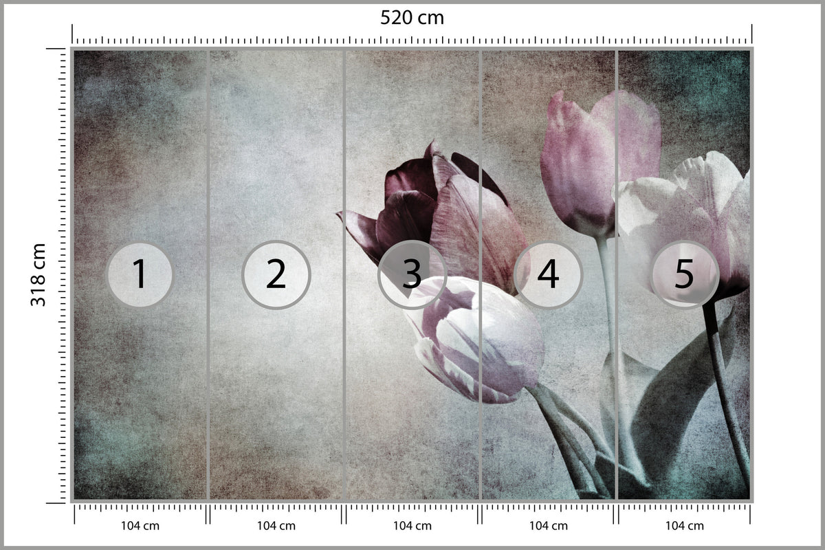 Fototapeta Tulipany W Stylu Vintage 520 × 318 cm – podgląd kadru