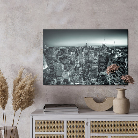 Obraz Na Płótnie Panorama Manhattanu – miejskie widoki w chłodnej tonacji do wnętrz loft i nowoczesnych – widok 2