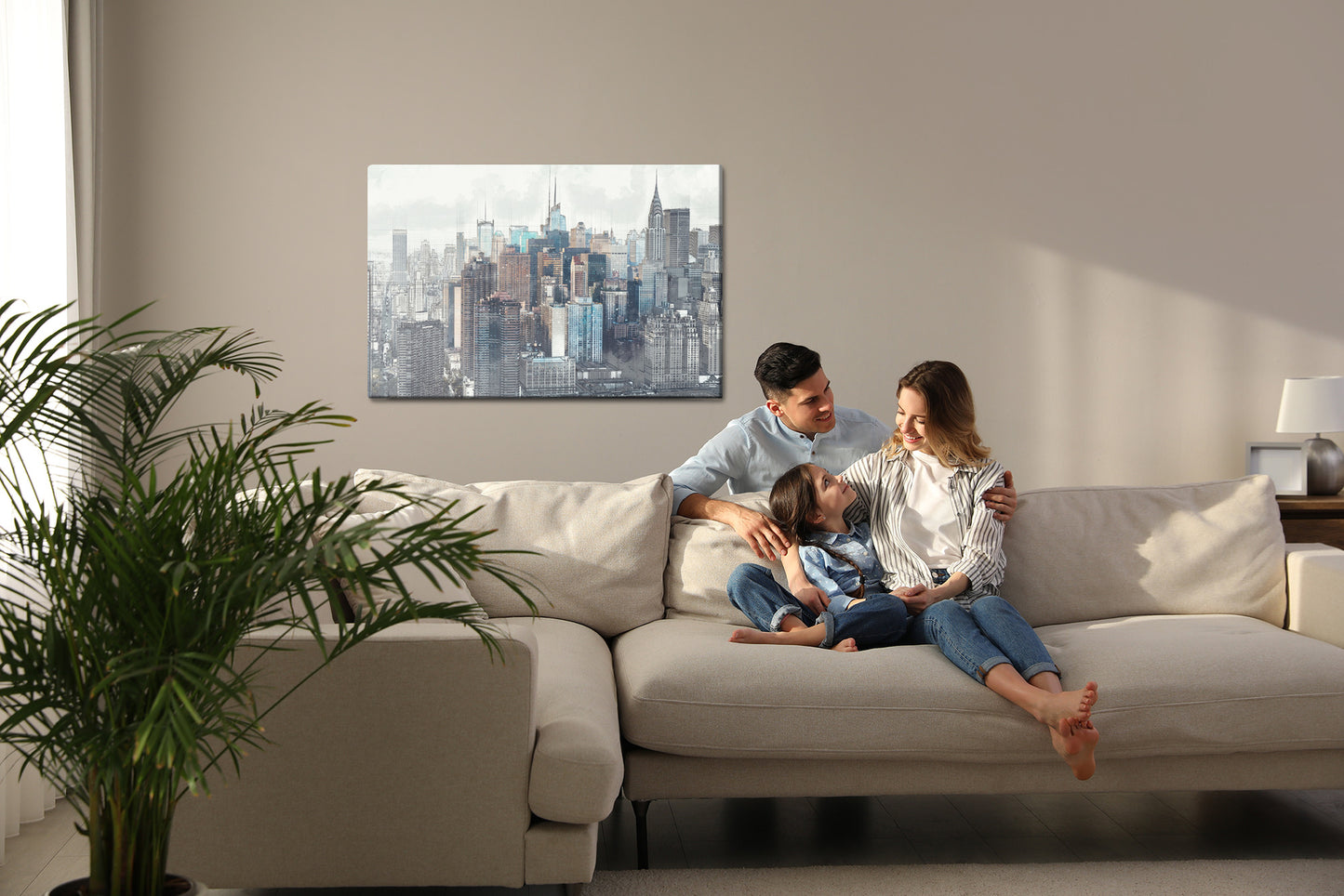 Obraz Na Płótnie Panorama Nowego Jorku – miejski pejzaż w chłodnych tonacjach do wnętrz loft i nowoczesnych – widok 6