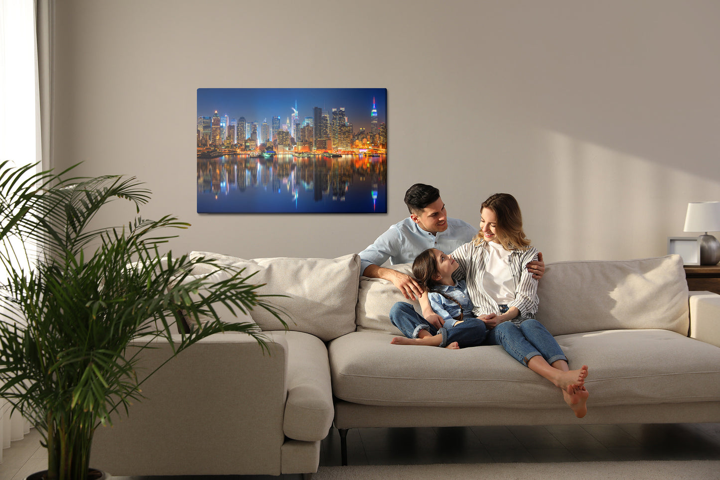 Obraz Na Płótnie Manhattan Nocą – panorama miasta w chłodnych odcieniach do wnętrz nowoczesnych i industrialnych – widok 6