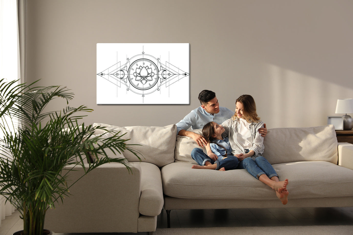 Obraz Na Płótnie Lotos i Święta Geometria – spokojna harmonia do wnętrz Zen, minimalistycznych i nowoczesnych – widok 6