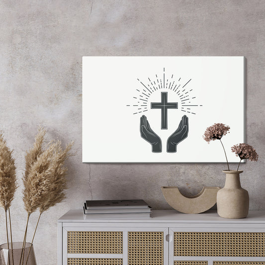 Obraz Na Płótnie Symbol Chrześcijański – refleksyjny akcent do wnętrz minimalistycznych i skandynawskich – widok 2