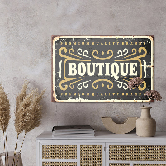 Obraz Na Płótnie Tablica Butikowa – elegancka dekoracja retro do wnętrz vintage, loft i klasycznych – widok 2