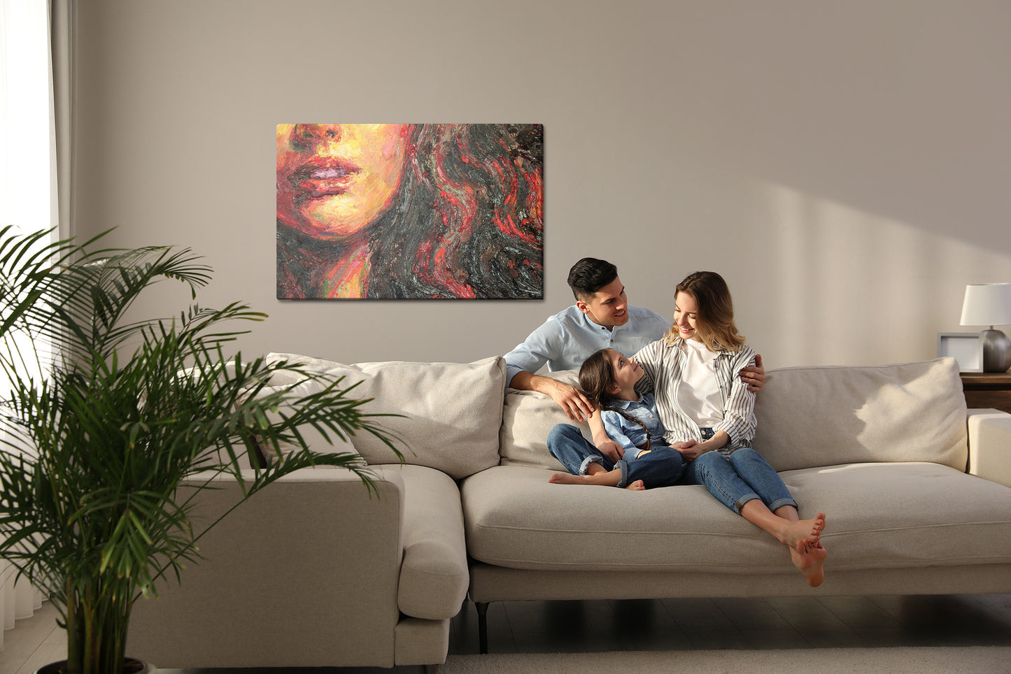 Obraz Na Płótnie Abstrakcyjny Portret Kobiety – subtelny i nowoczesny do wnętrz minimalistycznych i nowoczesnych – widok 6