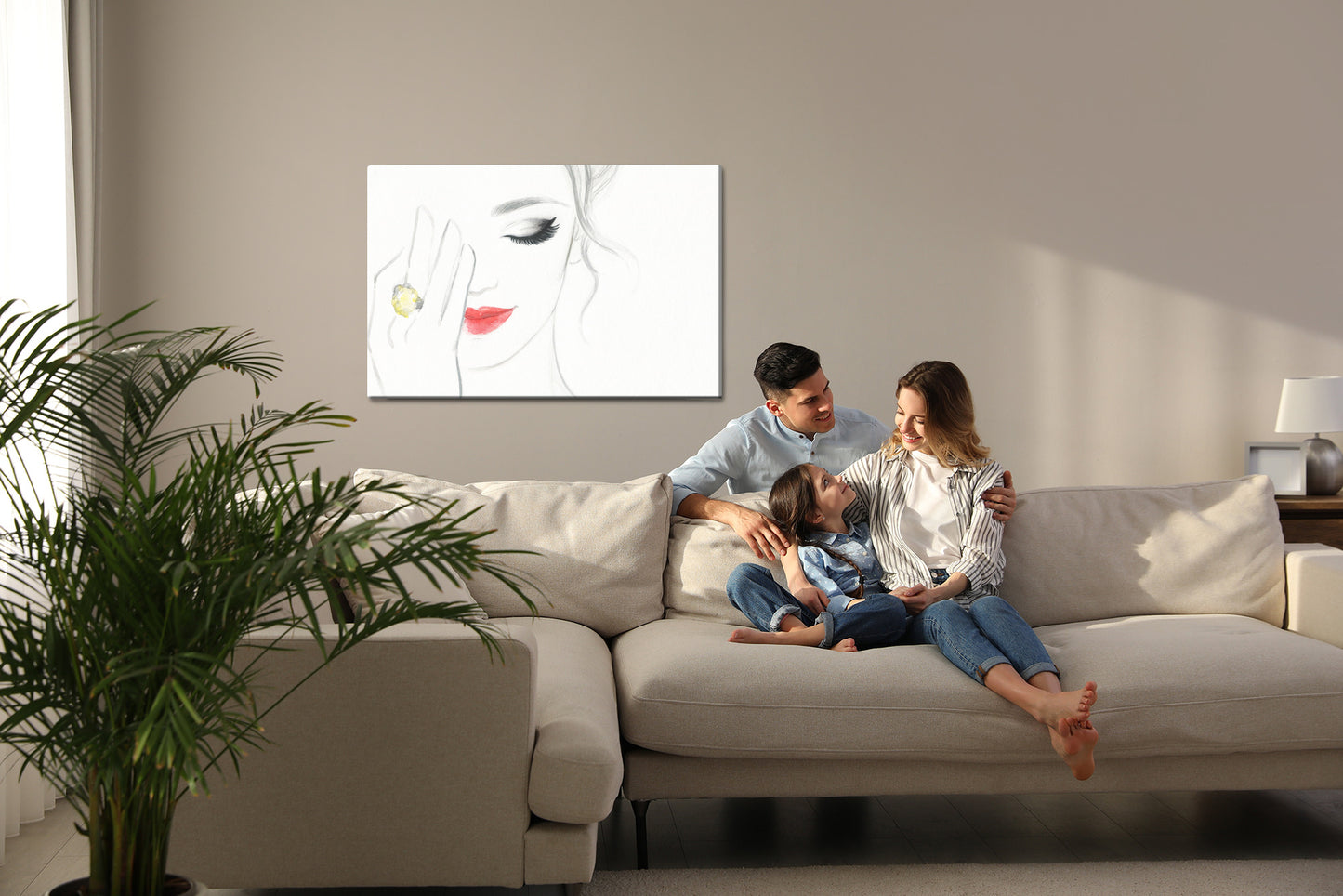 Obraz Na Płótnie Kobieca Twarz – subtelny portret do wnętrz nowoczesnych i minimalistycznych. – widok 6