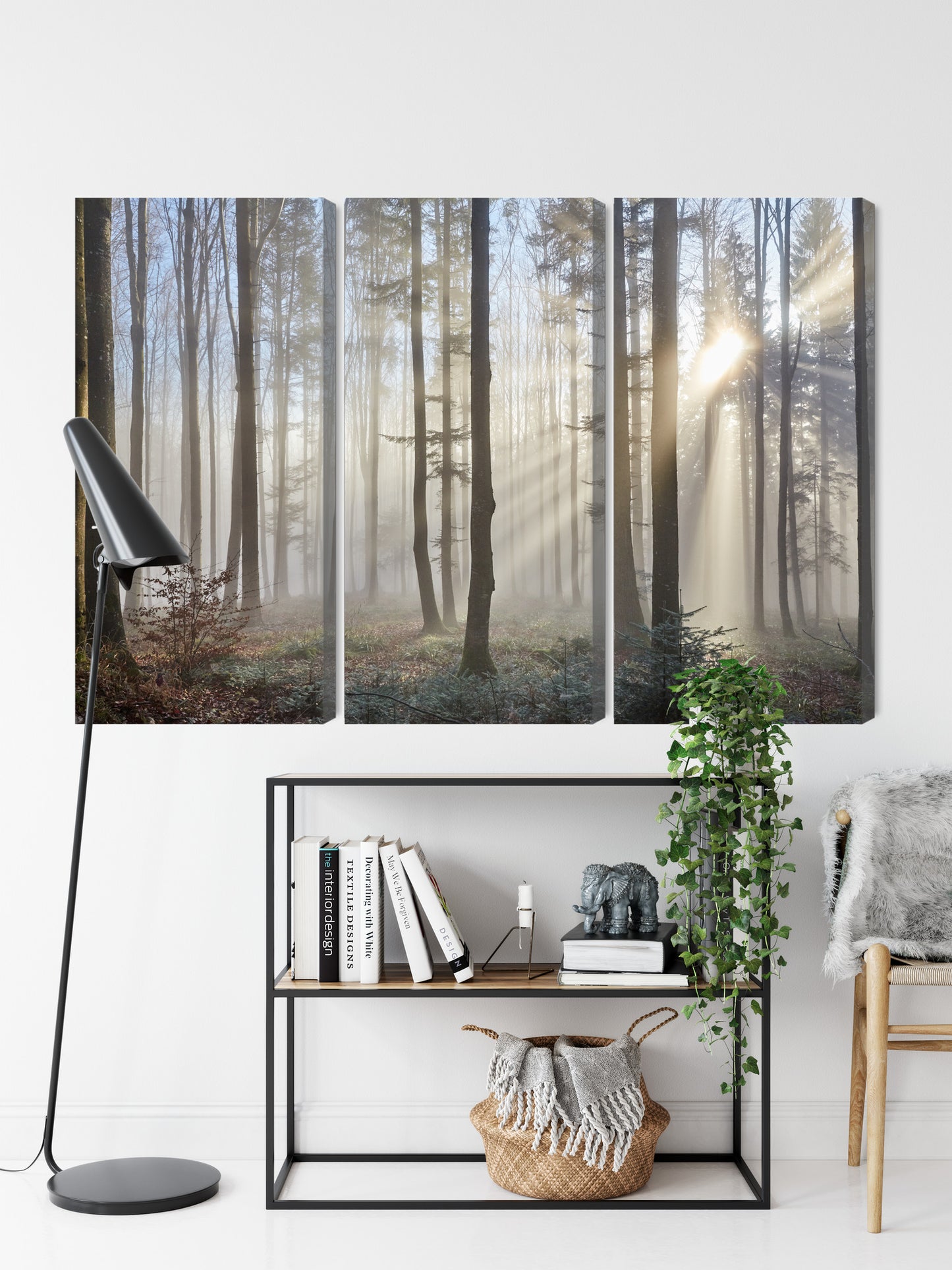 Obraz Wieloczęściowy Wschód Słońca w Lesie – naturalny spokój do wnętrz skandynawskich i boho – widok 8