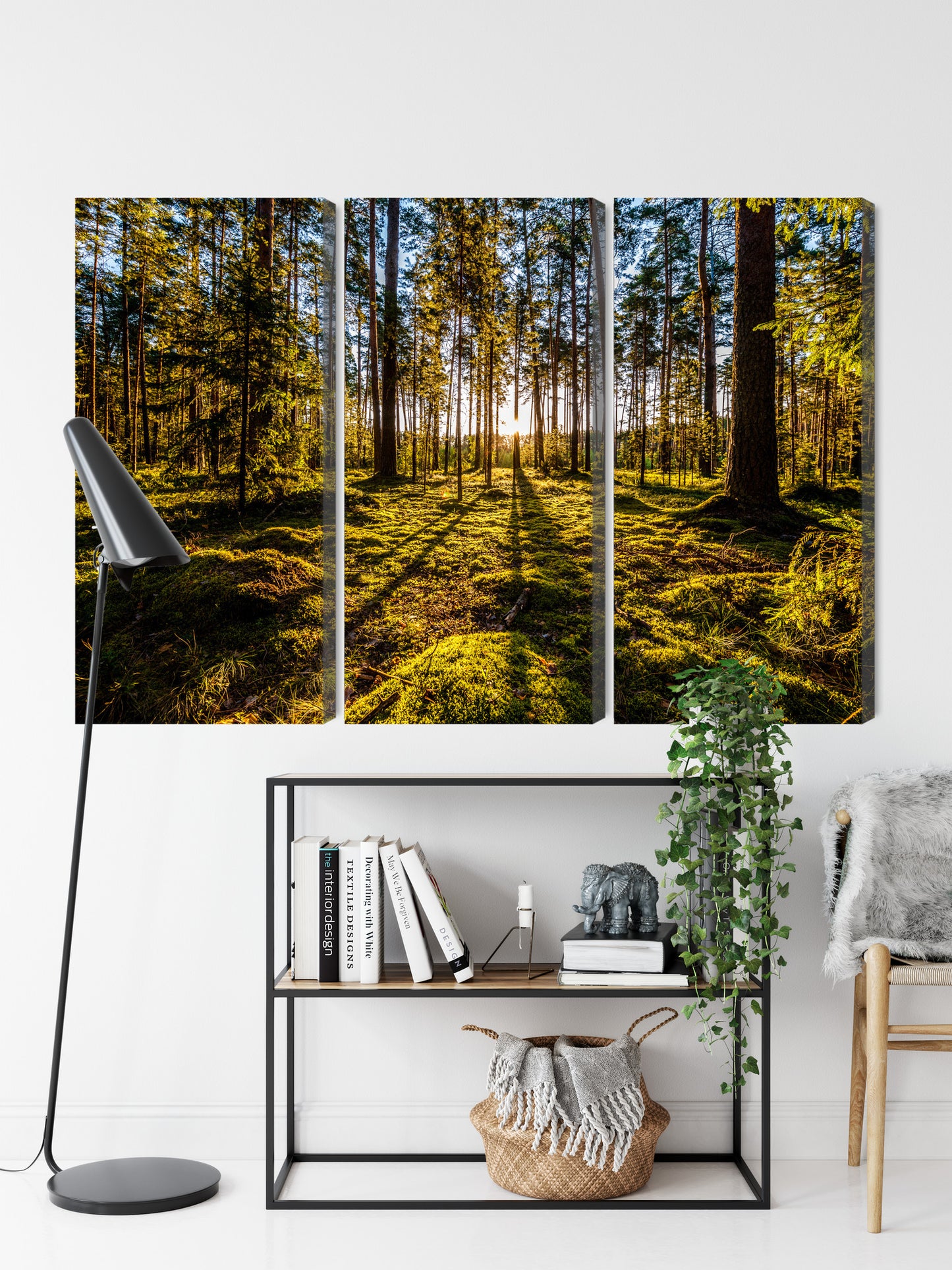 Obraz Wieloczęściowy Leśny Poranek – spokojna panorama do wnętrz skandynawskich i naturalnych – widok 8