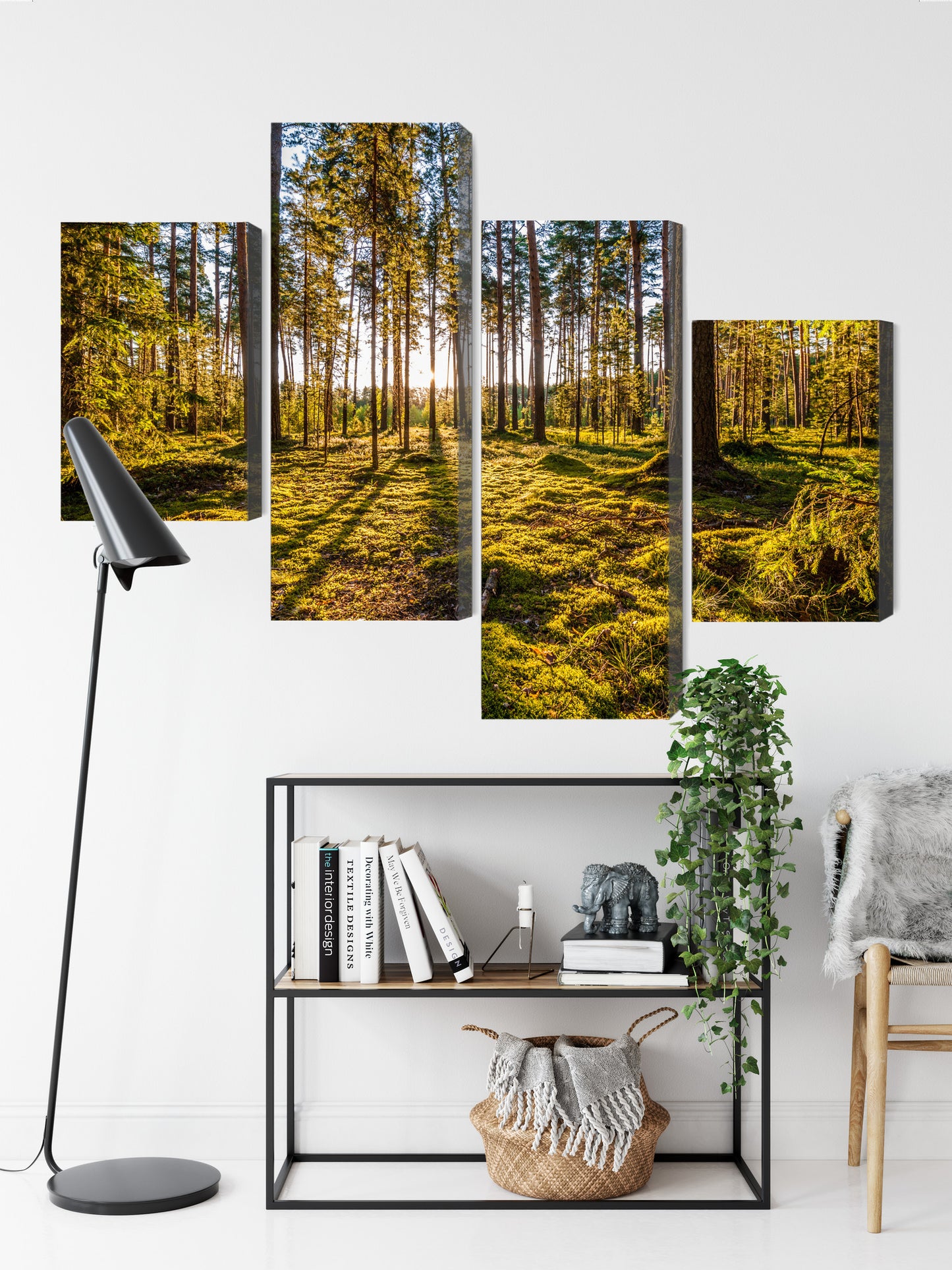 Obraz Wieloczęściowy Słoneczny Las – naturalna panorama do wnętrz skandynawskich i boho – widok 8