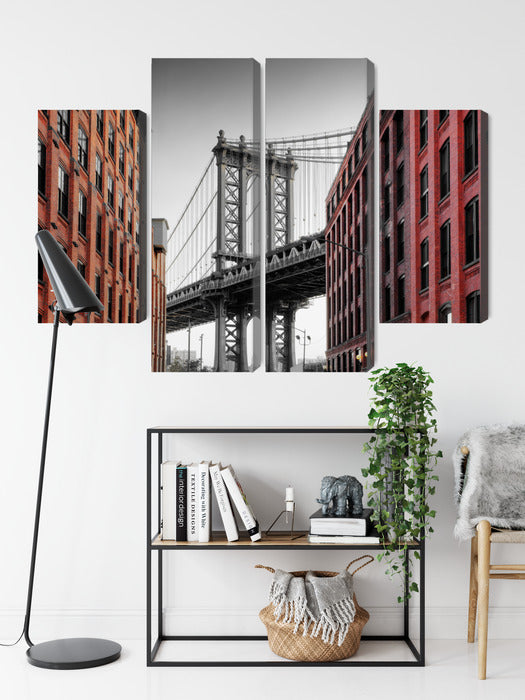 Obraz Wieloczęściowy Most Manhattan NY – ikoniczna panorama miejska do wnętrz industrialnych, loftowych i nowoczesnych – widok 8