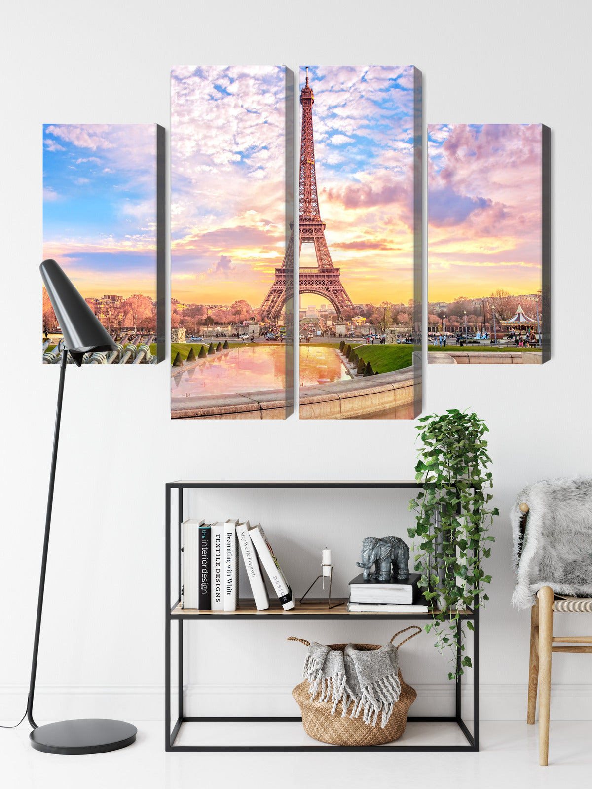 Obraz Wieloczęściowy Wieża Eiffla – romantyczny zachód słońca do wnętrz klasycznych, glamour i nowoczesnych – widok 8