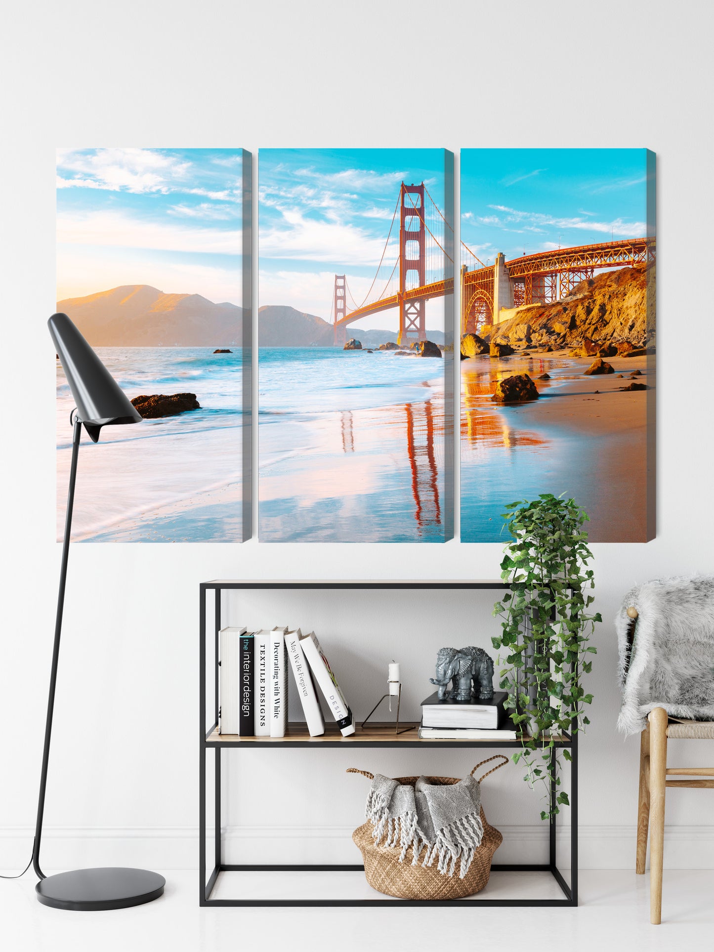 Obraz Wieloczęściowy Most Golden Gate SF – miejska ikona do wnętrz nowoczesnych, industrialnych i loftowych – widok 8
