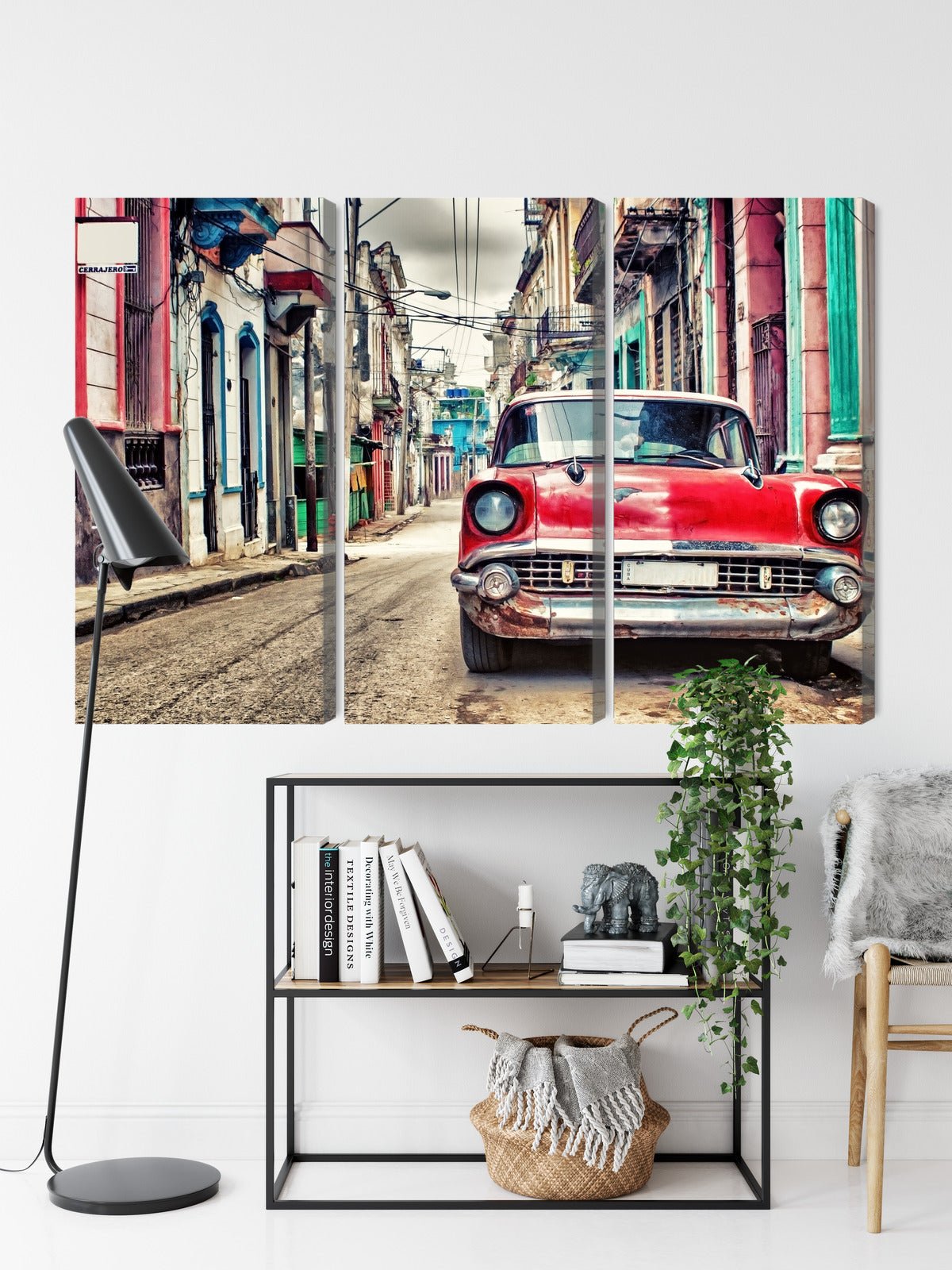 Obraz Wieloczęściowy Czerwony Chevrolet Retro – klasyka motoryzacji do wnętrz industrialnych, loftowych i vintage – widok 8
