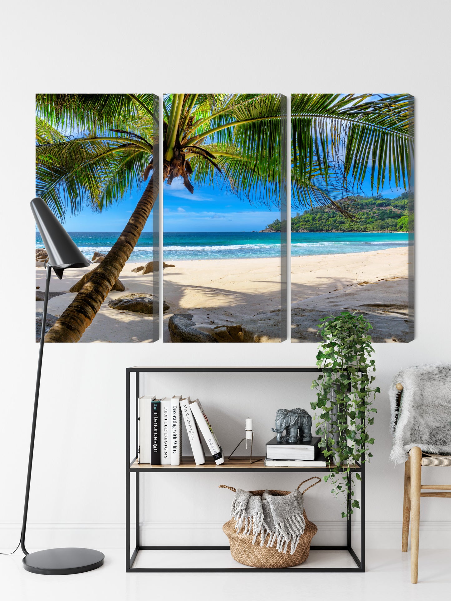 Obraz Wieloczęściowy Tropikalna Plaża z Palmą – egzotyczny spokój do wnętrz Boho, Coastal i Nowoczesnych – widok 8
