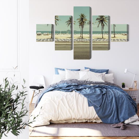 Obraz Wieloczęściowy Palmy na Plaży Ipanema – egzotyczna panorama do wnętrz boho, Hampton i nowoczesnych – widok 2