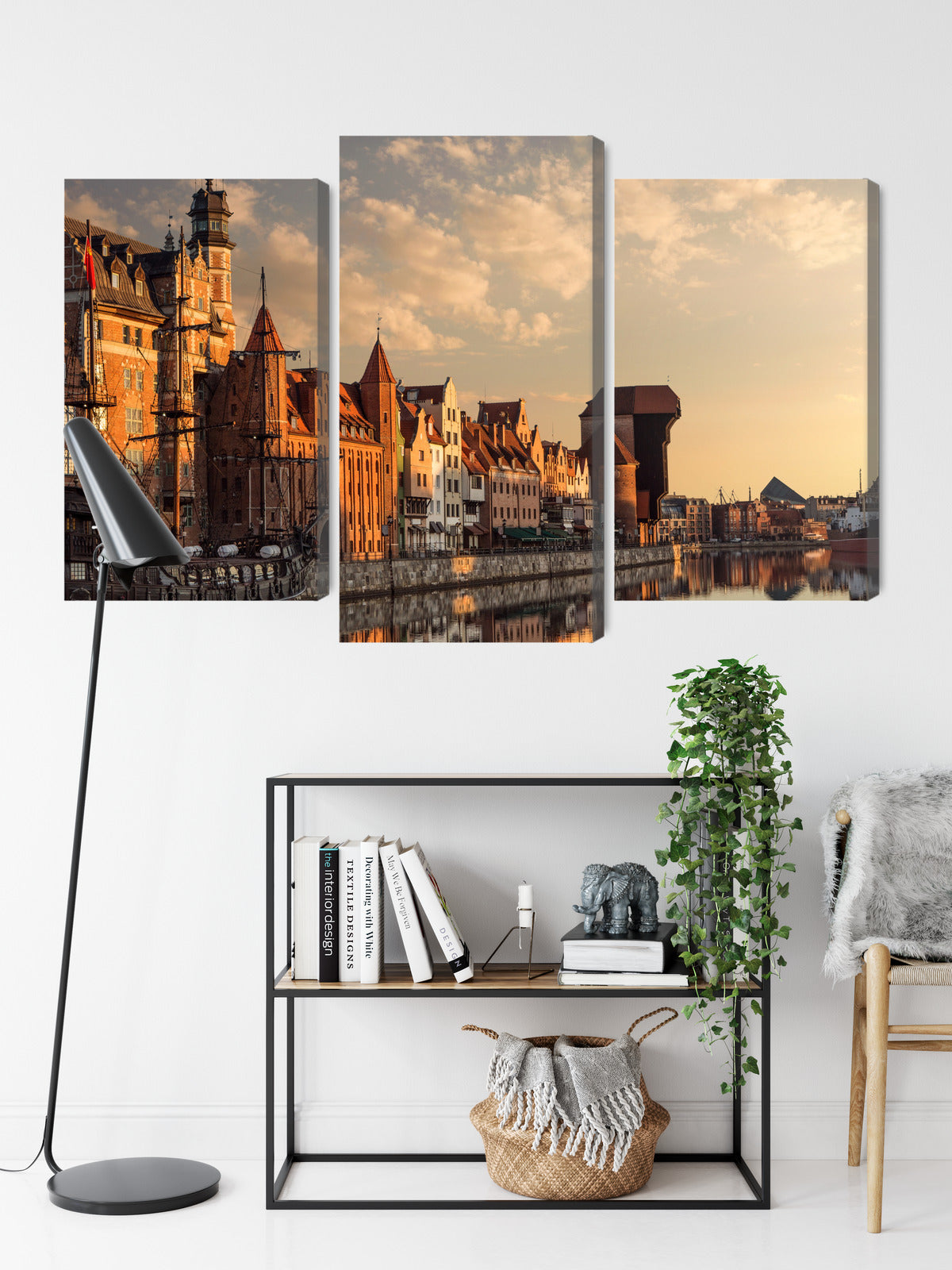 Obraz Wieloczęściowy Port Gdańsk – nastrojowa panorama zachodu słońca do wnętrz nowoczesnych, loftowych i marynistycznych – widok 8