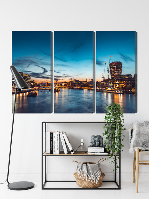 Obraz Wieloczęściowy Panorama Tamizy – elegancki widok miejski do wnętrz nowoczesnych, industrialnych i loftowych – widok 8