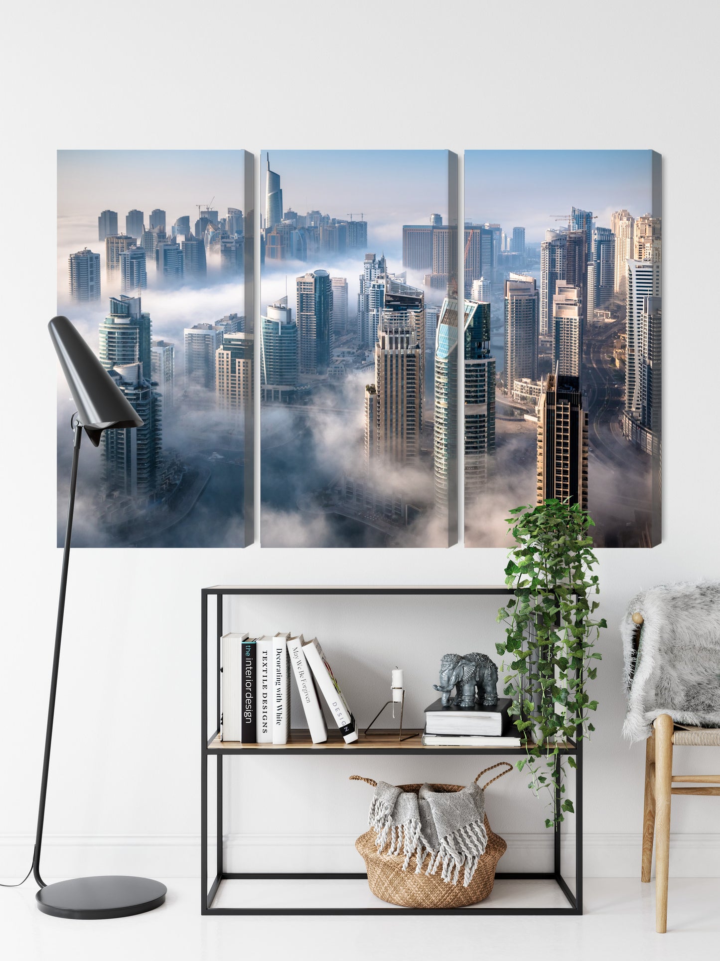 Obraz Wieloczęściowy Panorama Dubaju – mglista elegancja do wnętrz nowoczesnych i minimalistycznych – widok 8