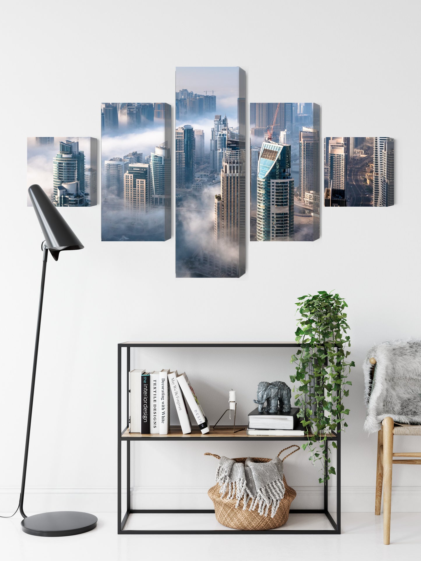 Obraz Wieloczęściowy Panorama Dubaju – metropolitalny do wnętrz nowoczesnych, glamour i art déco – widok 8