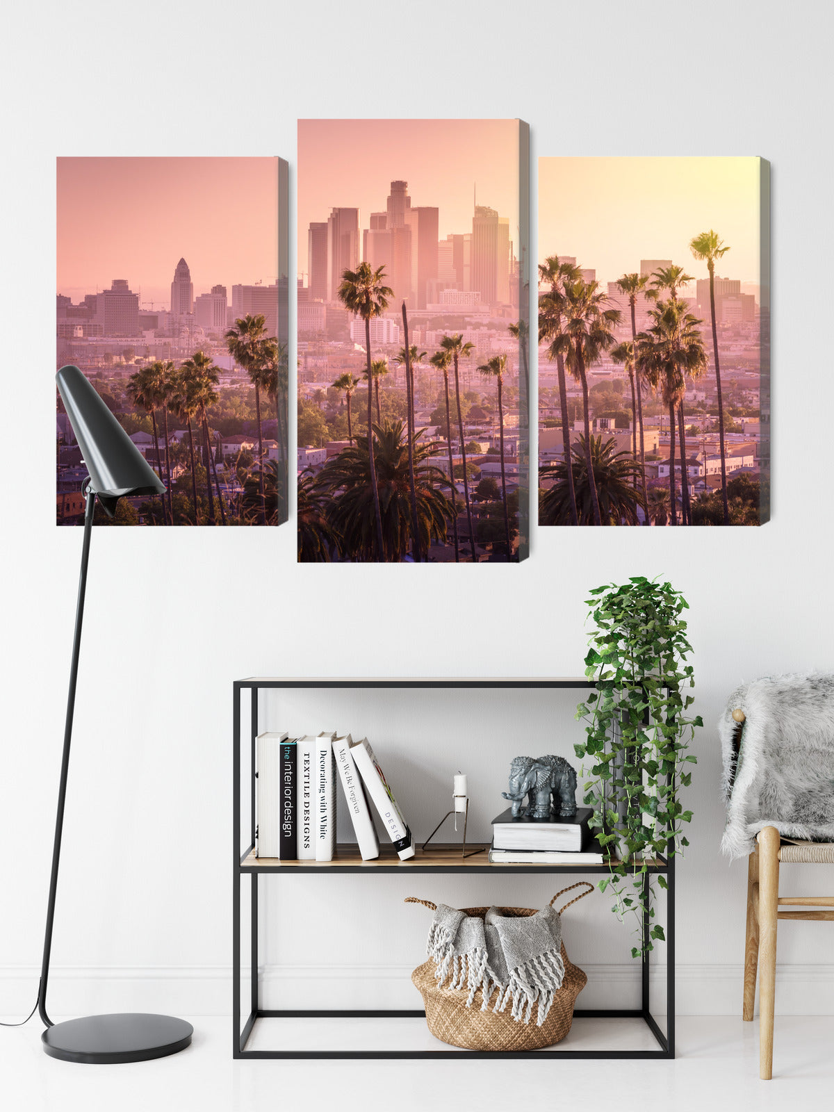Obraz Wieloczęściowy Panorama Los Angeles – miejski zachód słońca do wnętrz nowoczesnych, industrialnych i loftowych – widok 8