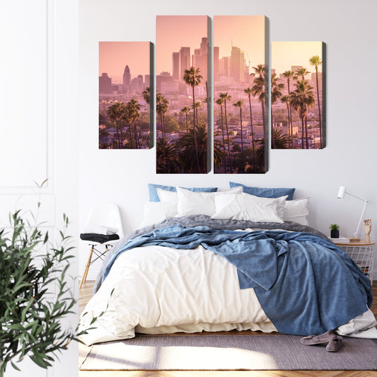 Obraz Wieloczęściowy Los Angeles O Zachodzie Słońca – miejska panorama do wnętrz nowoczesnych, industrialnych – widok 2