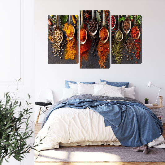 Obraz Wieloczęściowy Aromatyczne Przyprawy – elegancki kontrast do wnętrz nowoczesnych, loft i kuchni – widok 2
