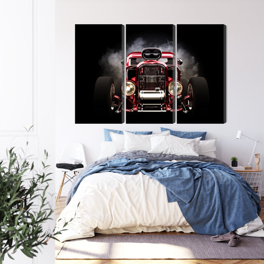 Obraz Wieloczęściowy Samochód Hot Rod – dynamiczna wizja do wnętrz industrialnych i męskich – widok 2