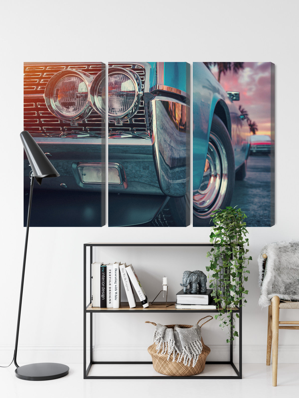 Obraz Wieloczęściowy Samochody w Stylu Retro – nostalgia i energia barwna do wnętrz vintage oraz loft – widok 8