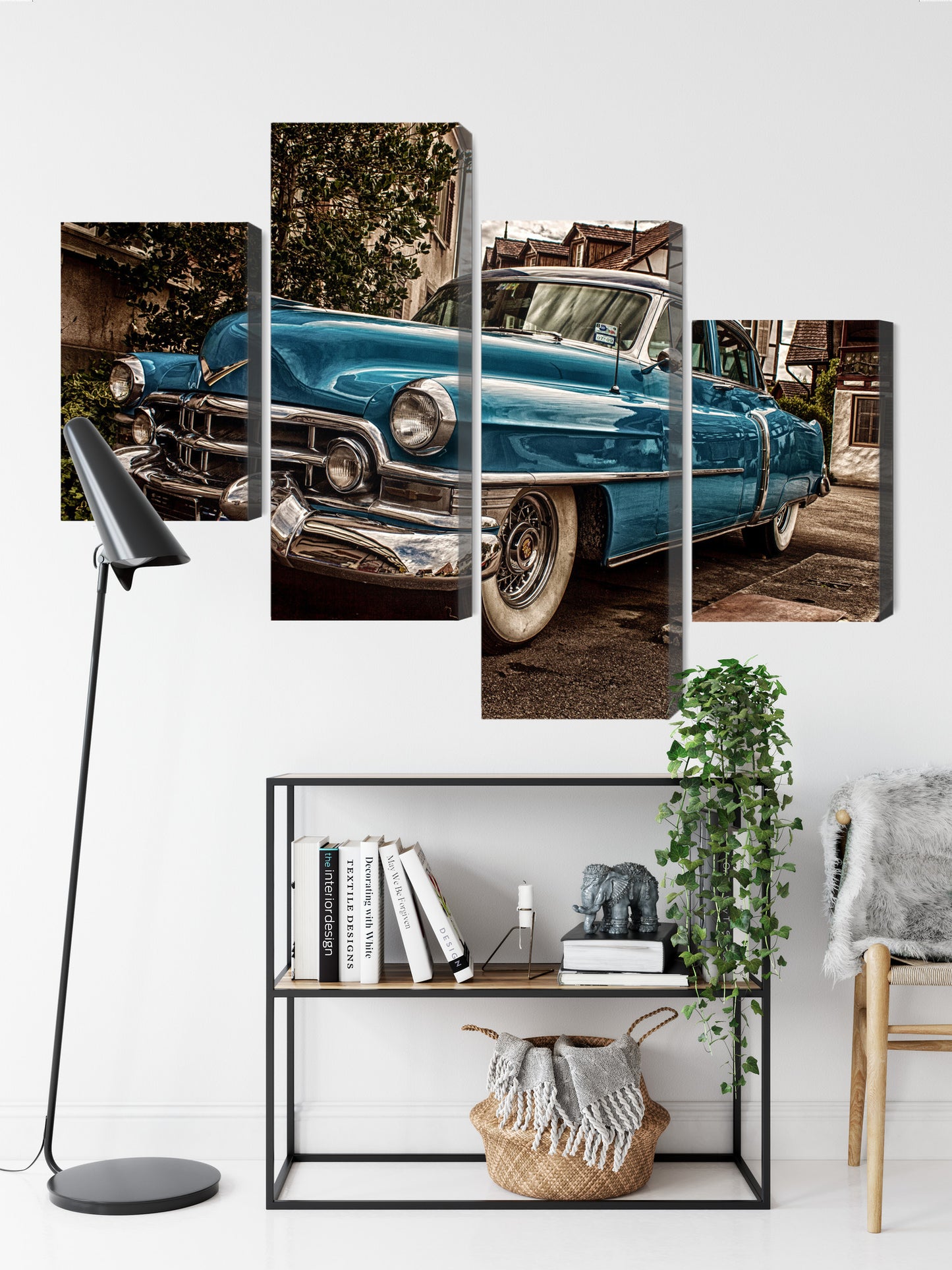 Obraz Wieloczęściowy Niebieski Cadillac Eldorado 1953 – ikona motoryzacji do wnętrz retro, nowoczesnych i industrialnych – widok 8