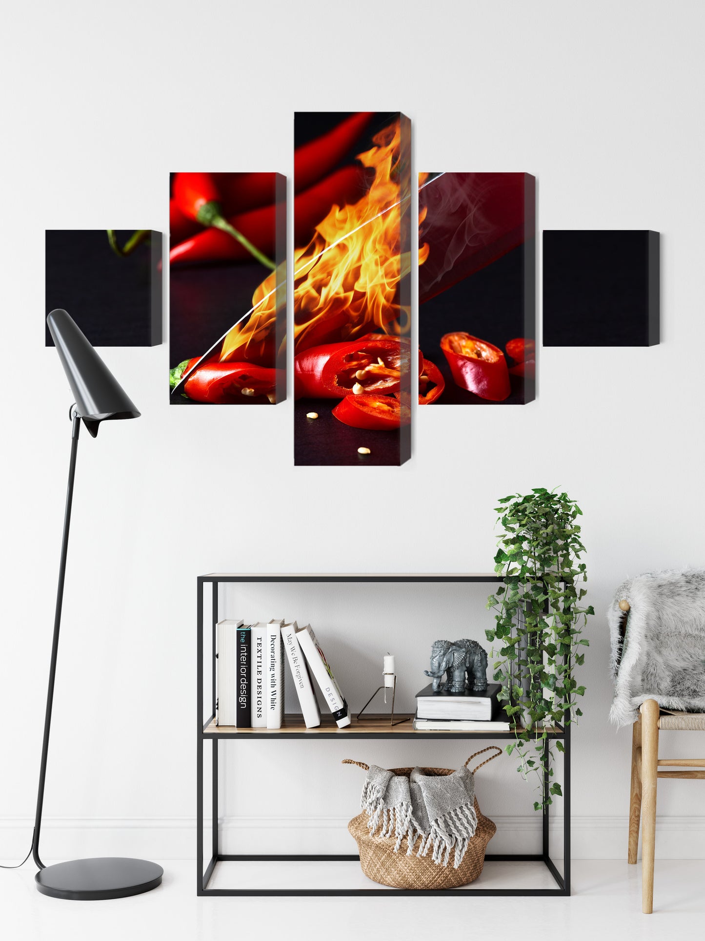 Obraz Wieloczęściowy Płonący Nóż – intensywny akcent do wnętrz nowoczesnych, industrialnych i loftowych – widok 8