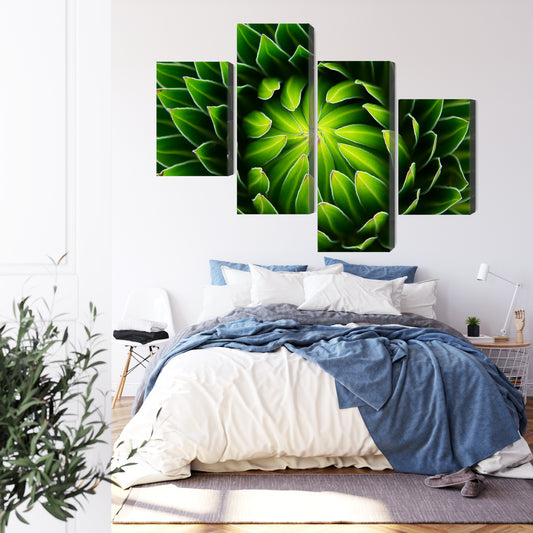 Obraz Wieloczęściowy Zielone Liście Makro – kojąca natura do wnętrz skandynawskich, minimalistycznych i boho – widok 2
