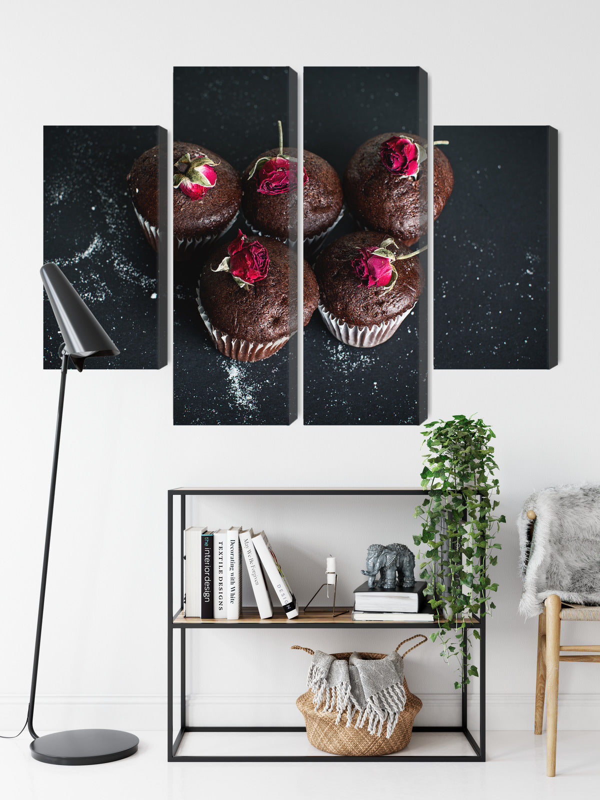 Obraz Wieloczęściowy Babeczki z Różami – słodka elegancja do wnętrz klasycznych i shabby chic – widok 8