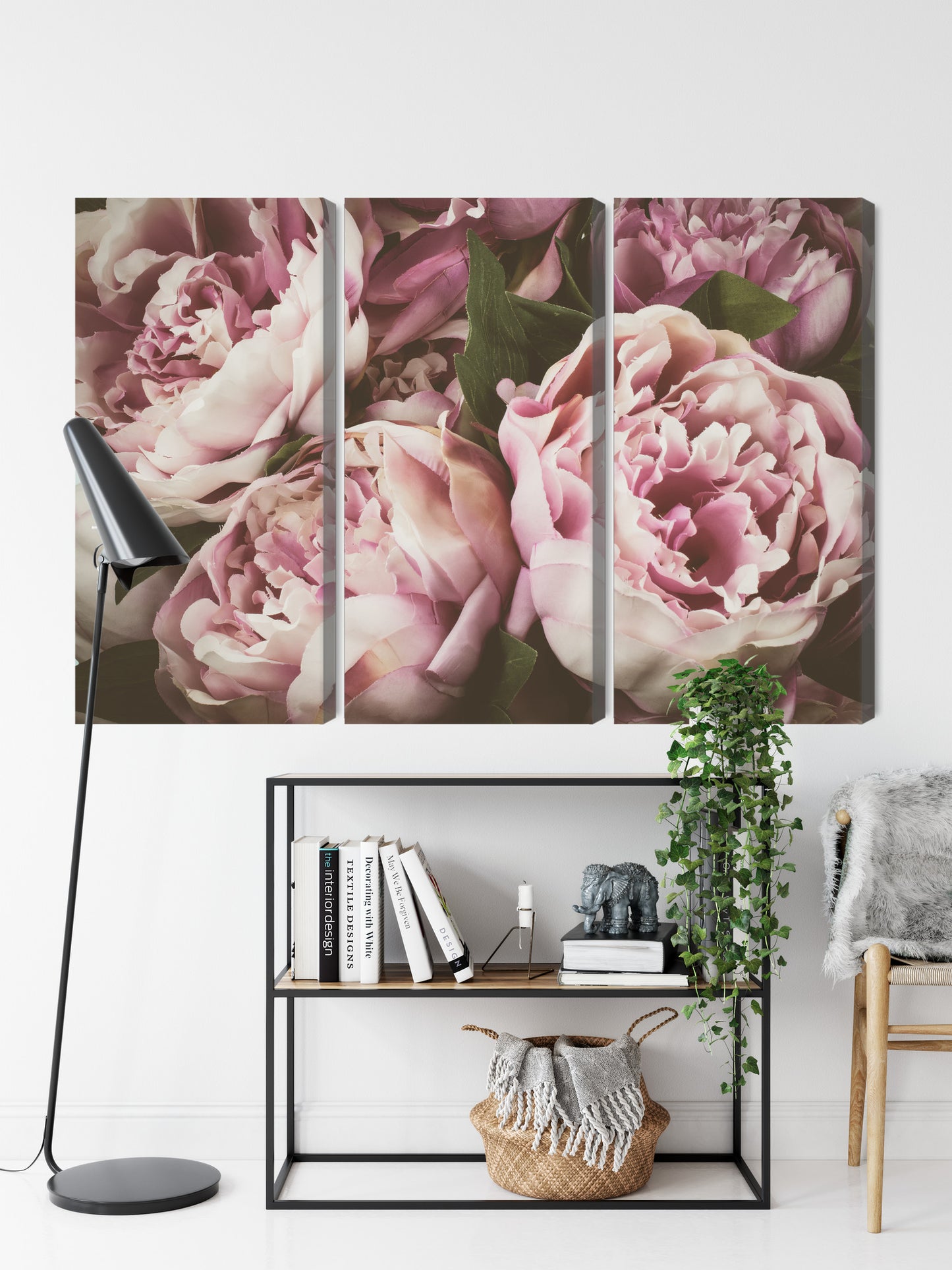 Obraz Wieloczęściowy Delikatne Kwiaty Piwonii – Romantyczna Elegancja Vintage do Wnętrz Shabby Chic, Klasycznych i Boho – widok 8