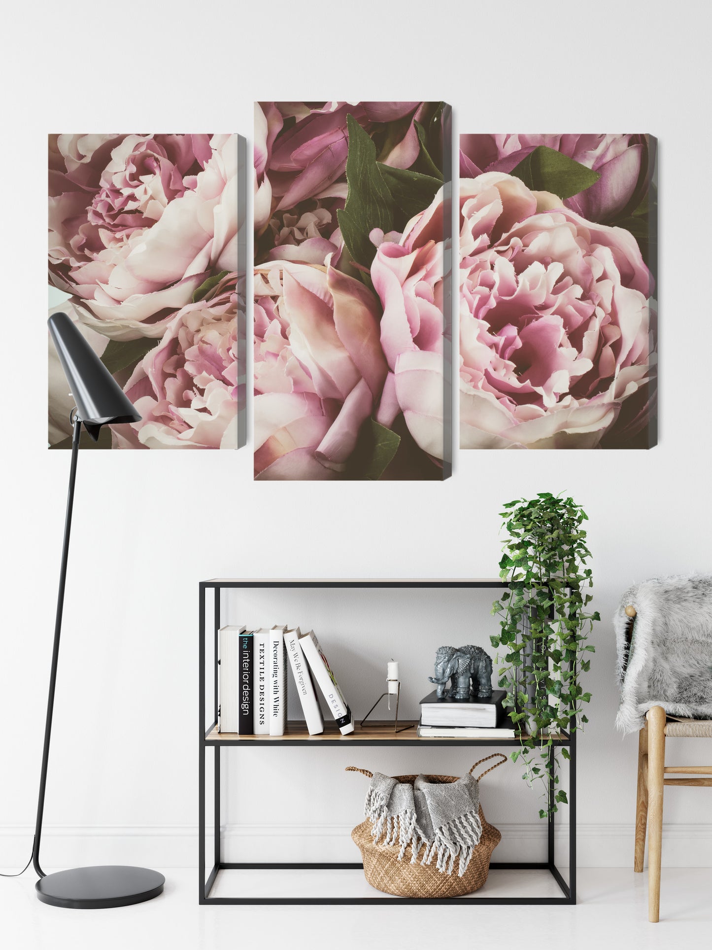 Obraz Wieloczęściowy Delikatne Piwonie – Vintage Romantyzm do wnętrz Klasycznych i Shabby Chic – widok 8
