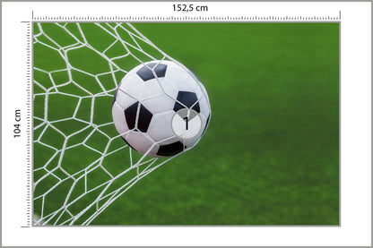 Fototapeta Piłka Nożna W Bramce Na Murawie 152,5 × 104 cm – podgląd kadru