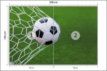 Fototapeta Piłka Nożna W Bramce Na Murawie 208 × 146 cm – podgląd kadru